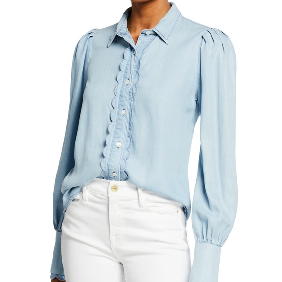 FRAME scallop trim denim top - Picture 4 of 6